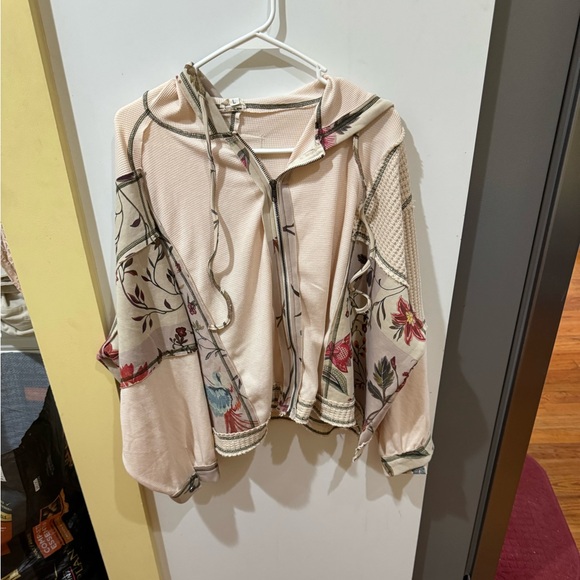 POL Jackets & Blazers - POL Floral Hooded Jacket with Drawstring